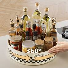 Organizador De Cocina, Estante Giratorio Para Especias Multiusos Con Bandeja Y Caja De Almacenamiento De Diferentes Colores, Estilo Minimalista - blanco lechoso - Ver 7