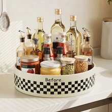 Organizador De Cocina, Estante Giratorio Para Especias Multiusos Con Bandeja Y Caja De Almacenamiento De Diferentes Colores, Estilo Minimalista - blanco lechoso - Ver 1