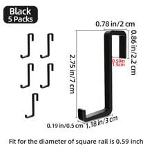 廚房掛鉤架,獨特設計的方形平底鍋和鍋的掛鉤,可掛在廚房牆上,廚房用具架帶可拆卸s形鉤,鋁製,(17.1英寸掛架1包+5鉤)或(5個掛鉤) - 黑色 - 查看 8