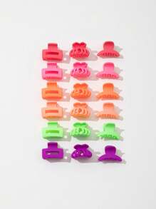 18入組橡膠黑色方形和月牙形小髮夾