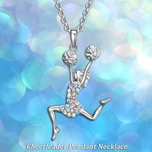 1個漂亮時尚的微嵌彩色啦啦隊体操运动员吊坠项链,圣诞节送女孩的完美礼物 - 銀色 - 查看 3