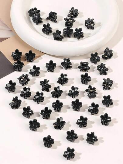 50pcs Mini Floral Hair Clips, Suitable For Daily Wear