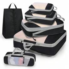 Cubos de viaje con compresión Set organizador de maletas 4 piezas/6 piezas Cubos de viaje Bolsas para maletas Organizador de viaje ligero Bolsas para ropa - Multicolor - Ver 3