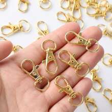 100pcs/Set Rotating Spring Keychain Rings, Suitable For Key Chains, Lanyards, DIY Jewelry Craft Accessories, Valentine's Day Gifts For Men And Women (50pcs Spring Hooks + 50pcs Keychain Rings) - Gold - View 3