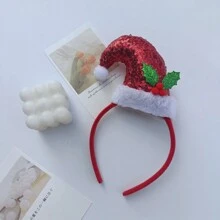 1頂可愛的紅色聖誕帽裝飾服裝頭箍,適合女孩和兒童穿著,可當做聖誕禮物、父親節禮物、老師禮物、女性禮物、有趣的禮物、姐妹禮物、最好的朋友禮物 - 彩色 - 查看 2