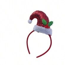 1頂可愛的紅色聖誕帽裝飾服裝頭箍,適合女孩和兒童穿著,可當做聖誕禮物、父親節禮物、老師禮物、女性禮物、有趣的禮物、姐妹禮物、最好的朋友禮物 - 彩色 - 查看 3