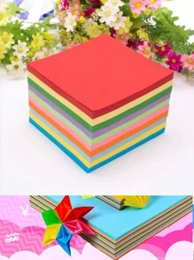 100 Hojas De Papel De Colores Diferentes De 25x25cm De Tamaño Para Niños, Papel Plegable, Papel De Dibujo Y Etiquetas Para Colorear - Multicolor - Ver 2