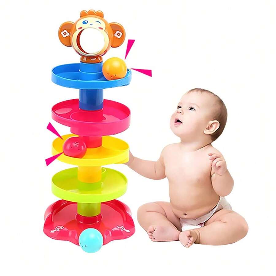 Juguete Bebé Torre Pelotas Estimulación Desarrollo Roll Ball - Naranja - Ver 1