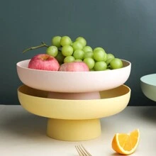 1pc Modern Style Round Fruit Platter For Kitchen, Dining Table Centerpiece Home Decor - Pink - View 4
