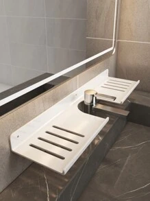 1pc Punch-free Bathroom Sink Faucet Storage Rack, For Bathroom And Kitchen - White - View 3