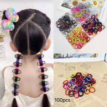 100pcs 2cm Colorful Hair Ties - Multicolor - View 1