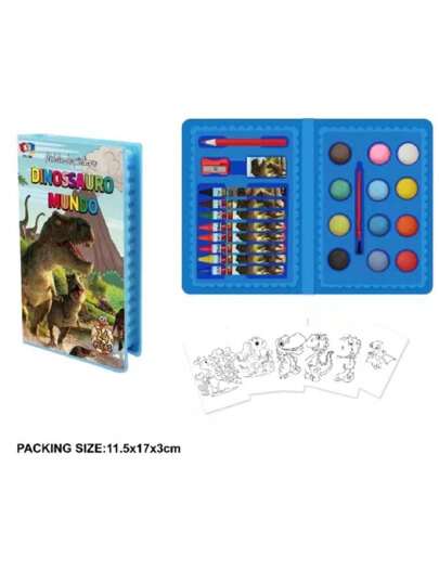 Kit pintura 24 peças Estojo Maleta Pintura Infantil Canetinhas Giz Lápis Cores e Tamanhos Variados + Desenhos Para Colorir Presente infantil