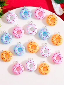 17 piezas Dijes con forma de dona de colores aleatorios inspirados en la dopamina para hacer collares, aretes, llaveros y otros accesorios de joyería