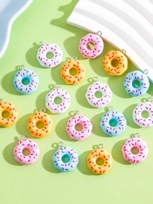 17 piezas Dijes con forma de dona de colores aleatorios inspirados en la dopamina para hacer collares, aretes, llaveros y otros accesorios de joyería
