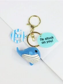 1pc Blue Pvc Whale Anchor Keychain For Daily Use, Bags Accessory - Multicolor - View 1