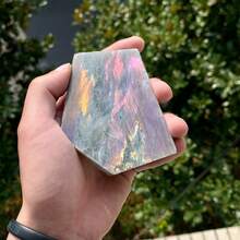 1個30-200克自然水晶斑簇多彩原石切片礦物標本月亮石工藝品水晶珠寶 - 彩色 - 查看 8