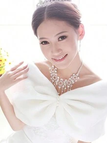 1 件白色新娘披肩，适合婚礼仪式和派对 - 白色 - 查看 3