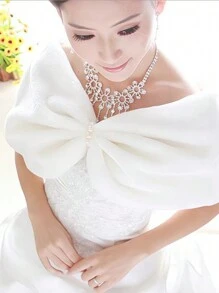 1 件白色新娘披肩，适合婚礼仪式和派对 - 白色 - 查看 1