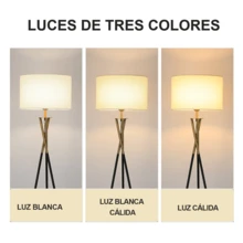 Floor Lamp With Tripod, Modern Design, With 12w Trichromatic Light - Black - View 3