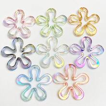 5pcs/Bag Uv Plated Acrylic Hollow Out Mixed Color Flower Beads, Multifunctional Diy Phone Lanyards, Keychain, Bracelet, Jewelry Making Accessories Valentines