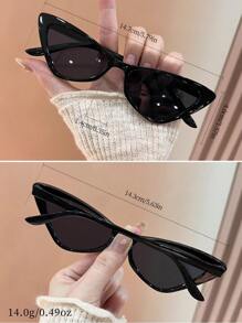 一副男女通用的猫眼形时尚眼镜，适合日常装饰和搭配 - 黑色 - 查看 5