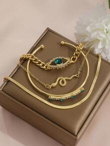 Conjunto De 4 Collares De Esmeraldas De Serpiente De Ojo - Multicolor - Ver 3