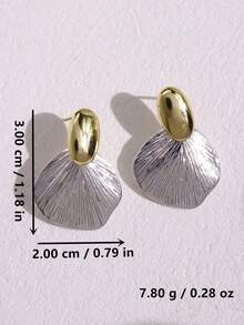 1pair Vintage Metal Shell & Colorblock Dangle Earrings For Women's Jewelry - Silver - View 6