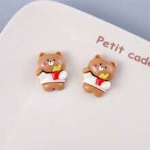 10入組混合款式卡通可愛動物熊diy耳環,頭飾,珠寶,樹脂飾品,文具,手機殼,鑰匙扣,杯子,鞋子裝飾,冰箱貼紙,附贈雙面膠帶 - 彩色 - 查看 7