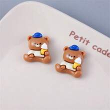 10入組混合款式卡通可愛動物熊diy耳環,頭飾,珠寶,樹脂飾品,文具,手機殼,鑰匙扣,杯子,鞋子裝飾,冰箱貼紙,附贈雙面膠帶 - 彩色 - 查看 8