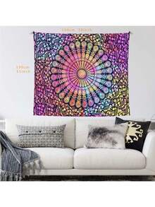 線織彩色曼陀羅掛毯,波希米亞水彩印花節日裝飾藝術品,適用於臥室客廳 - 色彩曼陀羅 - 查看 3