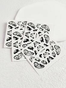 4pcs/set Butterfly Design Nail Stickers Without Adhesive - Black - View 6