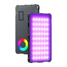 MAMEN Tím RGB Video Ánh sáng , Có thể mang đi Led Máy chụp hình Ánh sáng Bảng 0-360 Giường đôi Màu sắc , 95 + 2500-9000K Led Video Ánh sáng , 4000mAh Có thể sạc lại Led Đèn Đối với , Nhiếp ảnh , Video Hội nghị - Màu tím - Xem 4