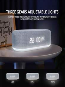 1pc 15w Wireless Charger Stand Clock With Night Light & Bedroom Lamp & Thermometer & Clock & Phone For Desk Alarm Clock With Wireless Charging Compatible With IPhone, IPad,Android Phone ,Wireless Fast Charging,Weekend Mode, Snooze,LED Clocks For Bedroom, Bedside,Sunrise Alarm Clock, Wake Up Light For Bedrooms,Gifts For Family,Friends,Kids,Birthday,Christmas, Winter, Girlfriend,Boyfriend Suitable For Office, Dorm, And Home