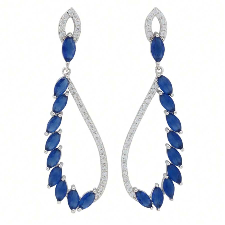 Stud Earrings - 寶藍色 - 查看 1