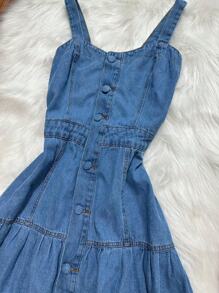 Women Denim Dresses - Blue - View 2