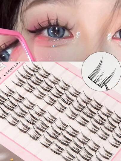 60 Clusters Cartoon False Eyelashes Cat Ear Design Natural Look Slouchy People, Wild Cat Eye Lashes Lash Clusters,Eye Lash Clusters,Individual Eyelashes,Lashes,Fake Lashes