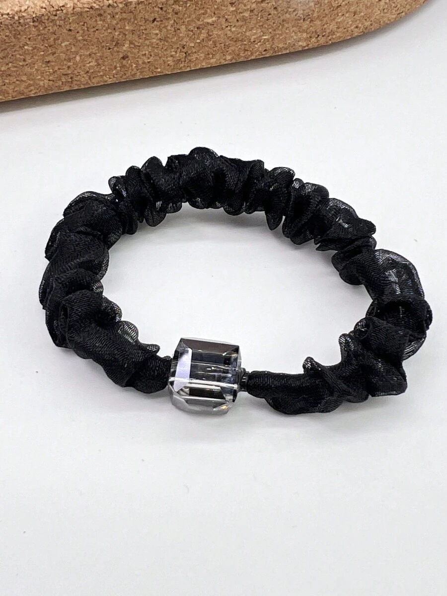 女士欧根纱小发圈，球头，弹性橡皮筋，女性简约马尾辫发绳发饰