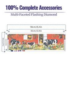 奶牛5d Diy鑽石繪畫套件,配備完整點鑽圓形鑽石手工藝藝術品套裝,是成人家居牆壁裝飾的最佳藝術品,是聖誕節和萬聖節的理想減壓禮物,尺寸:90x30cm/35.4x11.8in