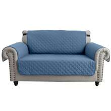 Reversible Sofa Cover Couch Slipcover Water-Repellent Anti-Slip Washable Armchair Loveseat Sofa With Elastic Strap Furniture Protector For Pet Dog - 寶藍色 - 查看 8
