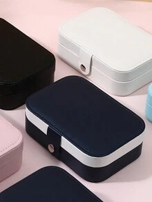 Bohemian Style Portable Travel Double-Layer Jewelry Box With Flip Cover For Rings, Necklaces, Earrings Storage - Black - View 4