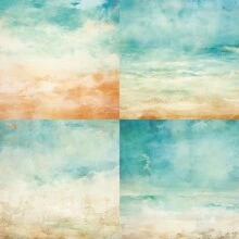 Cartulina Con Diseño Vintage De Olas Del Mar - Blanco - Ver 4