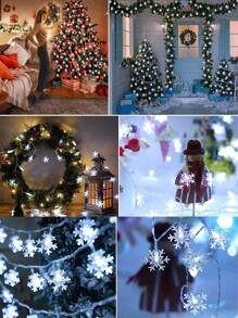 1 件 10/20/30/40LED 1.5/3/4.5/6M USB 8 种模式雪花圣诞室内装饰灯，悬挂装饰仙女灯串，适用于节日、房间装饰圣诞装饰圣诞灯卧室装饰家居装饰派对装饰节日圣诞礼物感恩节圣诞树装饰饰品 - 白色 - 查看 7
