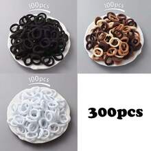 300pcs Of Cute Hair Ties For Kids & Girls - Colorful Elastic Polyester Hair Ties! - Multicolor - View 10