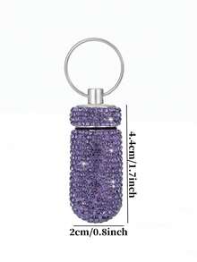 1Pc Bling Pill Container Portable Pill Bottle Case Waterproof Travel Medicine Box Crystal Mini Pill Holder Storage With Keychain Portable Pill Case For Outdoor Camping Travel Perfume Organizer luxury elegantdiamond painting gifts wedding party holiday women for girls - Purple - View 3