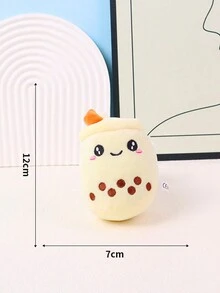 1Pc Cute cartoon milk tea keychain fluffy doll keychain ring wallet charm car pendant accessories for women and children Christmas gifts - Beige - View 2