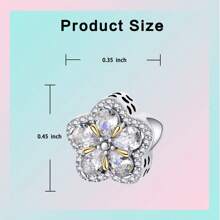 Silver Plated Charm Flower Rhinestone Gold Plant Series Beads Charm Pendant Ball Suitable For Bracelets DIY Women's Jewelry Valentines - Silver - View 4