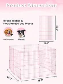 8-Panel Tall Dog Playpen Crate Fence Pet Kennel Play Pen Exercise Cage, 42-Inch - 粉色 - 查看 3