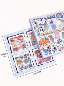 100pcs Colorful Cartoon Cute Stickers, PET Material Phone Cup Decorative Supplies - Multicolor - View 3