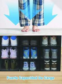 6 Cajas Organizadoras Apilables Para Zapatos+6 Bolsa-zapatos Set de 6 Cajas Organizadoras de Zapatos Apilables - Mueble para Zapatos, Hogar, Cajas de Plástico, Mueble, Organizador de Plástico, Muebles para Ropa y Organizador Cajones, Ideal para Ahorrar Espacio - Negro - Ver 4