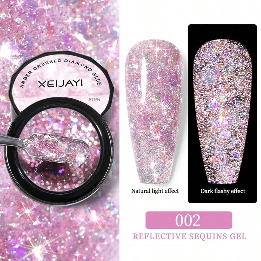 XEIJAYI 1 Miếng 8ML Lung linh Phản chiếu Long lanh Gel Sơn móng tay - Ảnh ba chiều Pha lê Gel Đánh bóng Đối với Nhà  Salon Nghệ thuật làm Móng DIY